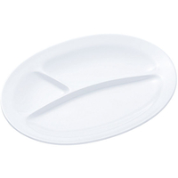 エンテック 小判ランチ皿(小)3ツ切 (白) FC73138-NO.53W