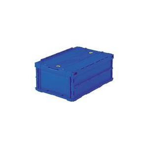 トラスコ中山 TRUSCO　薄型折りたたみコンテナ　30Lロックフタ付　ダークブルー TR-C30BDB-イメージ1