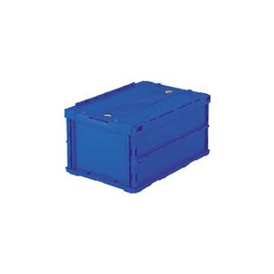 トラスコ中山 TRUSCO　薄型折りたたみコンテナ　40Lロックフタ付　ダークブルー TR-C40BDB-イメージ1