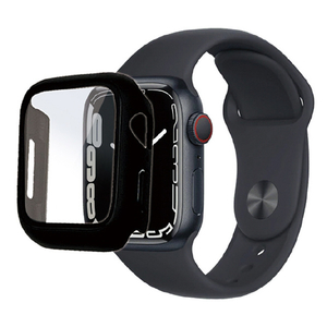 ラスタバナナ Apple Watch Series 8/7(41mm)用ガラス+PC一体型ケース ブラック GHB3740AW41-イメージ1
