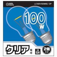 オーム電機 PS60形・E26口金 電球形蛍光灯 100Wクリア電球タイプ 2個入り LC100V100W60/2P