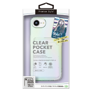 PGA iPhone 16e用クリアポケットケース オーロラ PG-25KCTP02AR-イメージ1
