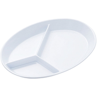 エンテック 小判菜皿3ツ切 (白) FC73140-NO.55W