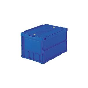 トラスコ中山 TRUSCO　薄型折りたたみコンテナ　50Lロックフタ付　ダークブルー TR-C50BDB-イメージ1