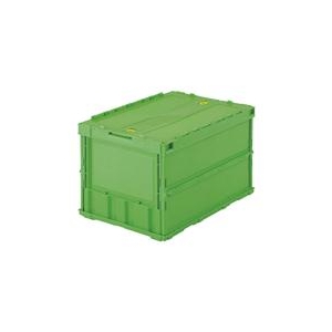トラスコ中山 TRUSCO　薄型折りたたみコンテナ　50Lロックフタ付　グリーン TR-C50BGN-イメージ1