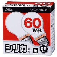 オーム電機 PS55形・E26口金 電球形蛍光灯 ホワイト 57Wシリカ電球タイプ 2個入り LW100V57W55/2P