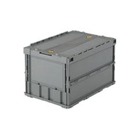 トラスコ中山 TRUSCO　薄型折りたたみコンテナ　50Lロックフタ付　グレー TR-C50BGY