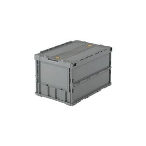 トラスコ中山 TRUSCO　薄型折りたたみコンテナ　50Lロックフタ付　グレー TR-C50BGY-イメージ1