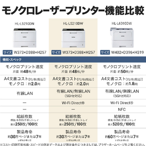 ブラザー A4モノクロレーザープリンタ JUSTIO ホワイト＆ダークグレー HL-L5210DW-イメージ10