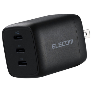 エレコム USB Power Delivery 67W自動選択AC充電器(C×3) ブラック ACDC-PD11167BK-イメージ1