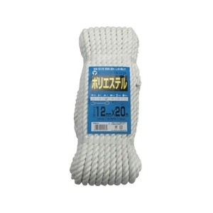 ユタカメイク ロープ ポリエステルトラックロープ 12mm×20m 白1220バンド掛巻 FC610GV-3420892-イメージ1