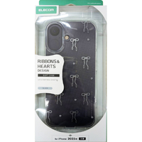 エレコム iPhone17用ソフトケース IMLリボン・ハート シルバー PM-A25AIMLRISV