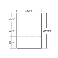 マルチプリンタ帳票 A4 白紙 3面 500枚 1冊 F84696553002