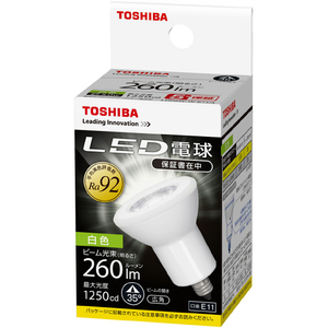 東芝 LED電球 E11口金 全光束420lm(5．0Wハロゲン電球タイプ) 白色相当 LDR5W-W-E11/3-イメージ1
