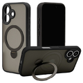 ラスタバナナ iPhone 16用ZEROSAFE SHAFT カメラ周囲保護 MAGSAFE対応360°回転スタンドケース フロストブラック 8287IP461ZSFSLBK
