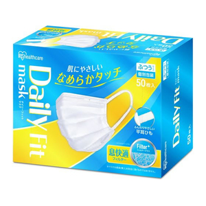 アイリスオーヤマ DAILYFITMASK なめらかタッチ ふつう ホワイト 50枚 FC575TB-PK-DH50MW-イメージ1