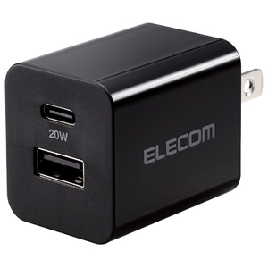 エレコム USB Power Delivery 20W AC充電器(C×1+A×1) ブラック MPA-AC12020BK-イメージ1