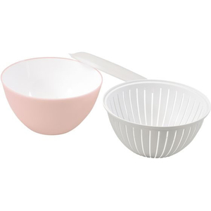 パール金属 ララシャイン 19cm ザル・フタ 3点セット クリアピンク FCE841H-HC-853-イメージ3