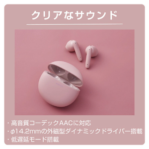 エレコム 完全ワイヤレスBluetoothヘッドホン ピンク LBT-TWS17PN-イメージ4
