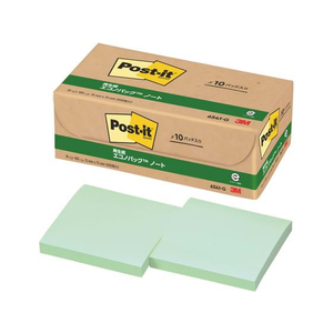 3M ポスト・イット ノート 再生紙 エコノパック 75×75mm グリーン 10冊 F827183-6541-G-イメージ1