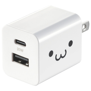 エレコム USB Power Delivery 20W AC充電器(C×1+A×1) しろちゃん MPA-AC12020WF-イメージ1