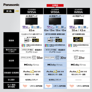 パナソニック 55V型4K対応液晶テレビ VIERA TV-55W90A-イメージ5