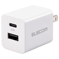 エレコム USB Power Delivery 20W AC充電器(C×1+A×1) ホワイト MPA-AC12020WH