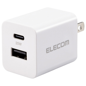 エレコム USB Power Delivery 20W AC充電器(C×1+A×1) ホワイト MPA-AC12020WH-イメージ1