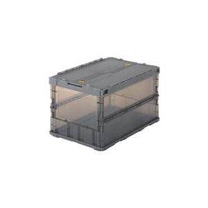 トラスコ中山 TRUSCO　薄型折りたたみコンテナスケル　50Lロックフタ付　ブラック TSK-C50BBK-イメージ1