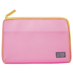 キングジム FLATTY SHEER メッシュポーチ ピンク Lサイズ FC353MV-5166ﾋﾝ-イメージ1
