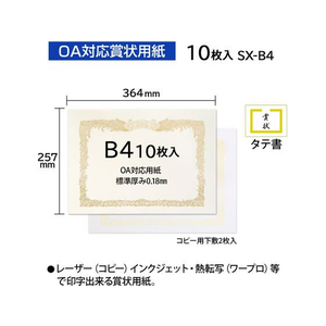 オキナ OA対応賞状用紙 B4タテ書 10枚 F017104-SX-B4-イメージ3