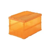 トラスコ中山 TRUSCO　薄型折りたたみコンテナスケル　50Lロックフタ付　オレンジ TSK-C50BOR