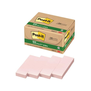 3M ポスト・イット ふせん 再生紙 エコノパック 75×25mm ピンク 20冊 F827187-5001-P-イメージ1