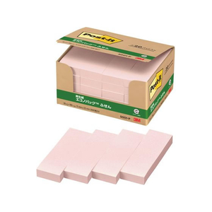 3M ポスト・イット ふせん 再生紙 エコノパック 75×25mm ピンク 20冊 F827187-5001-P-イメージ2