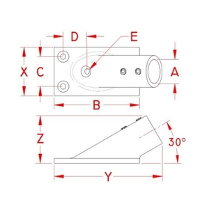 エスコ 25mm パイプ用アングルベース ステンレス製 FCW1152-EA951EW-151-イメージ3