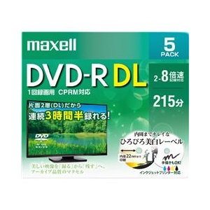 マクセル 録画用DVD-R DL 8．5GB 2-8倍速対応 CPRM対応 インクジェットプリンタ対応 5枚入り DRD215WPE.5S-イメージ1