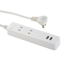 オーム電機 USBポート付テーブルタップ(雷ガード付・2個口・2m) ホワイト HS-TU22N79W