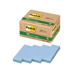 3M ポスト・イット ふせん 再生紙 エコノパック 75×25mm ブルー 20冊 F827188-5001-B-イメージ1
