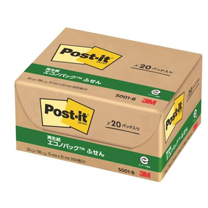 3M ポスト・イット ふせん 再生紙 エコノパック 75×25mm ブルー 20冊 F827188-5001-B-イメージ3