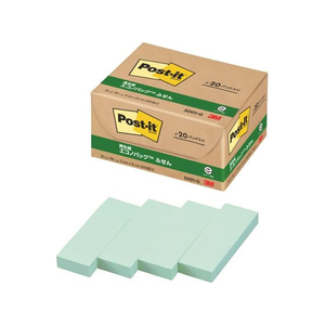 3M ポスト・イット ふせん 再生紙 エコノパック 75×25mm グリーン 20冊 F827189-5001-G-イメージ1