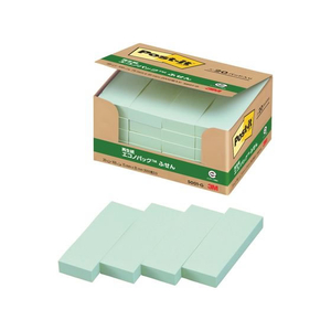 3M ポスト・イット ふせん 再生紙 エコノパック 75×25mm グリーン 20冊 F827189-5001-G-イメージ2