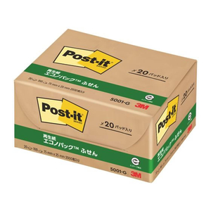 3M ポスト・イット ふせん 再生紙 エコノパック 75×25mm グリーン 20冊 F827189-5001-G-イメージ3