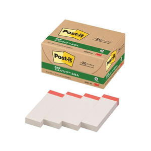 3M ポスト・イット ふせん 再生紙 エコノパック 75×25mm ホワイト（赤帯） 20冊 F827190-5001-W-イメージ1