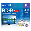 マクセル 録画用25GB 1-6倍速対応 BD-R追記型 ブルーレイディスク 10枚入り ホワイトレーベル BRV25WPEH.10S