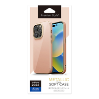 PGA iPhone 14 Pro用メタリックフレーム ソフトケース ピンク PG-22QTP05PK