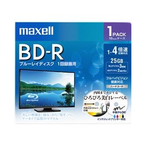 マクセル 録画用25GB 1-4倍速対応 BD-R追記型 ブルーレイディスク 1枚入り BRV25WPE.1J-イメージ1