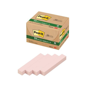3M ポスト・イット ふせんハーフ 再生紙 エコノパック 75×12.5mm ピンク 20冊 F827191-5601-P-イメージ1