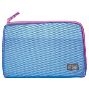 キングジム FLATTY SHEER メッシュポーチ 青 Lサイズ FC356MV-5166ｱｵ-イメージ1