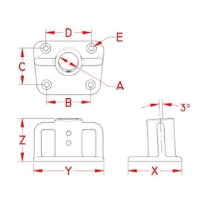 エスコ 25mm パイプ用ベース ステンレス製 FCW1157-EA951EW-156-イメージ3