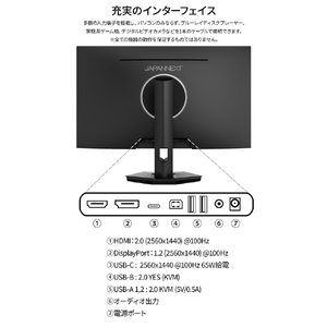 JAPANNEXT JAPANNEXT 27インチ IPSパネル搭載 WQHD(2560×1440)解像度 液晶モニター JN-IPS27Q2-C6 HDMI DisplayPort USB-C(最大65W給電) sRGB:99% KVM【2年保証】 ブラック JN-IPS27Q2-C6-イメージ11